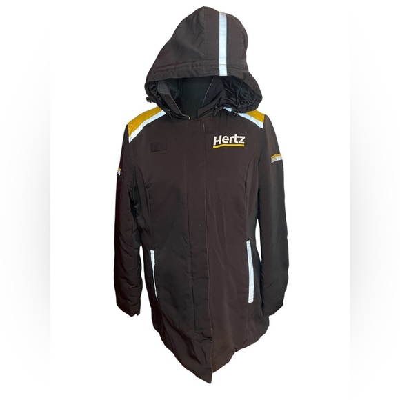 Hertz Black Hooded Jacket with Yellow and White Accents - Picture 1 of 10